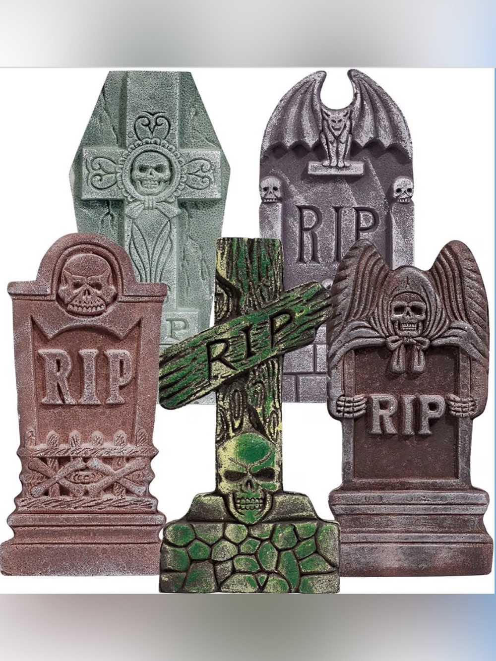 17โ Halloween Foam RIP Tombstones โ 5 Pack | Graveyard Yard Decorations